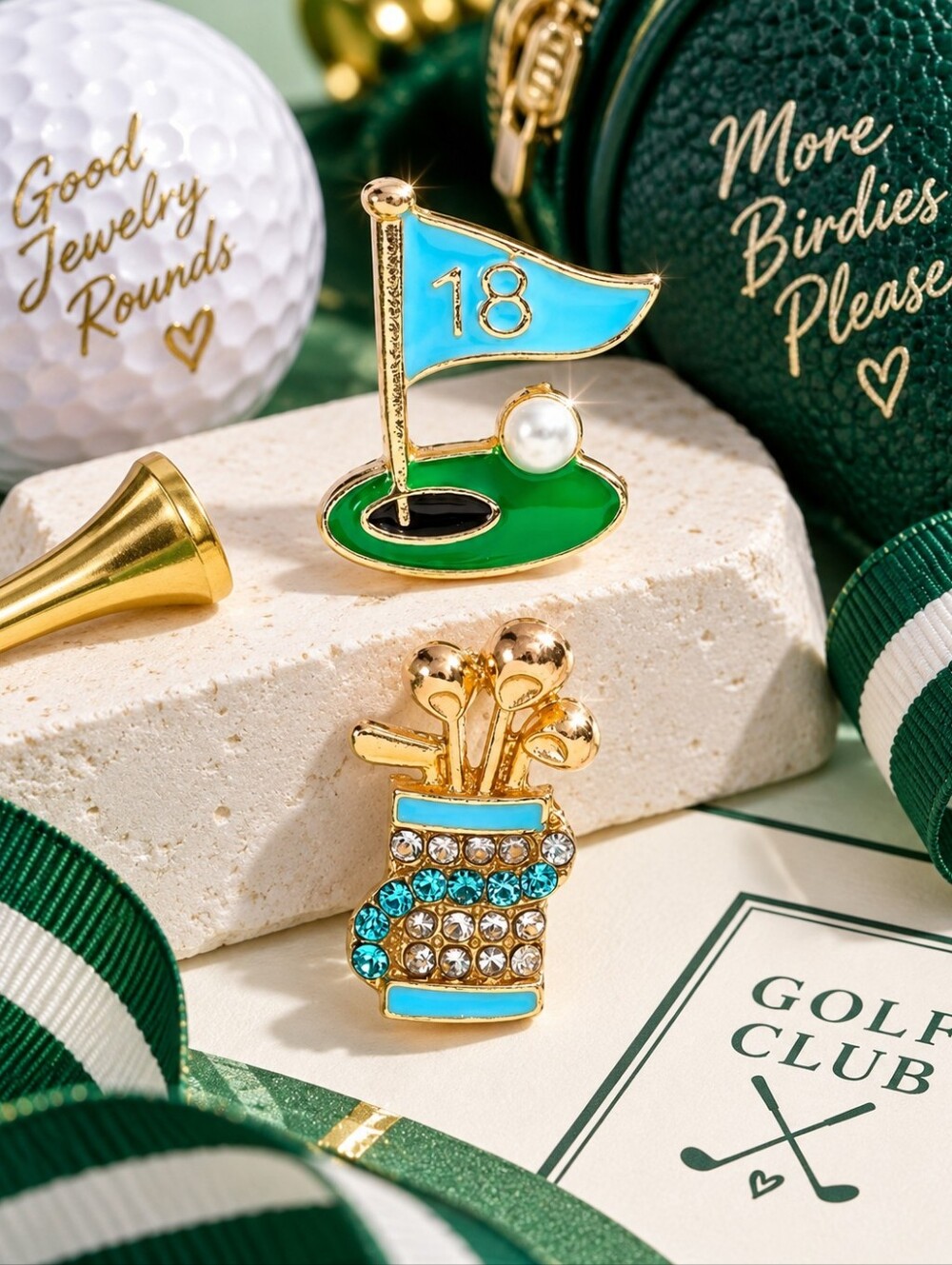 BETSEY JOHNSON BABY BLUE GOLF CLUBS HOLE STUD EARRINGS